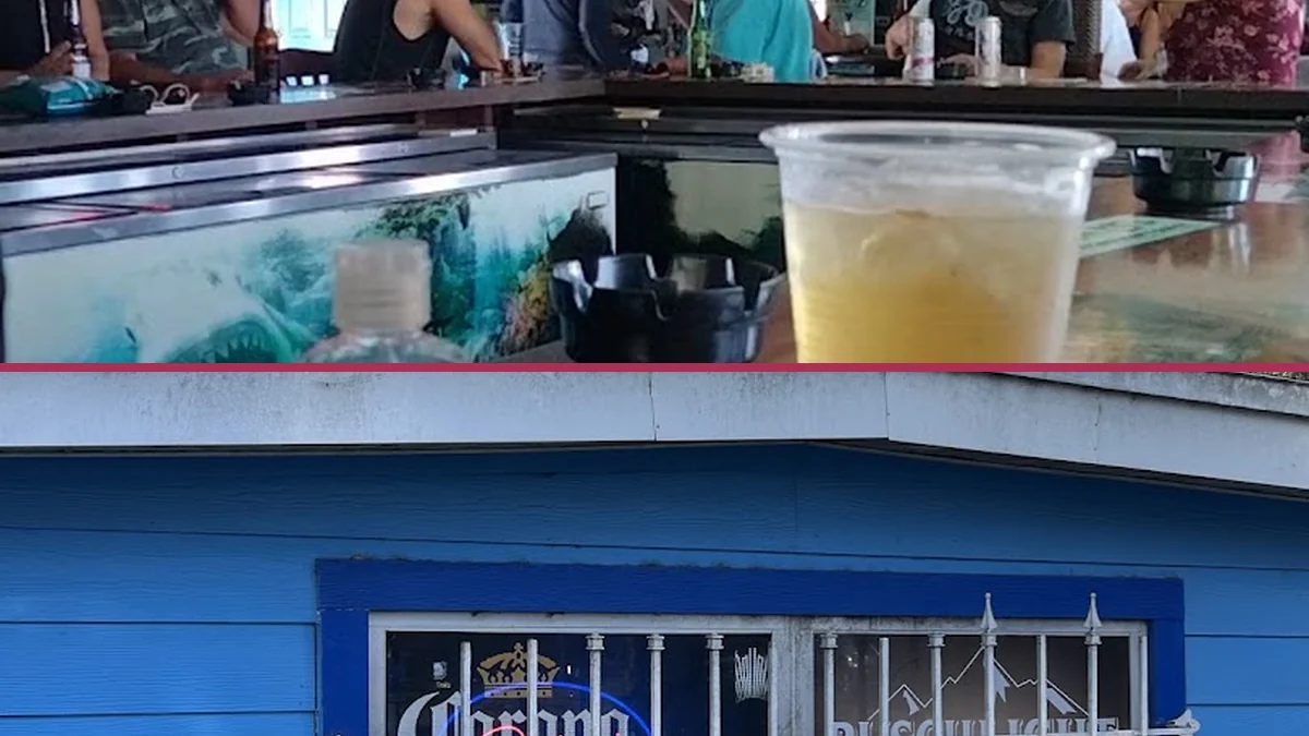 Casual bar seating inside Fisherman's Shack.